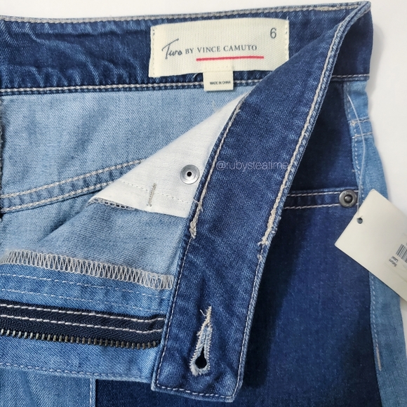 TWO BY VINCE CAMUTO Patchwork Colorblock Pencil Denim Skirt, NWT - Picture 6 of 8